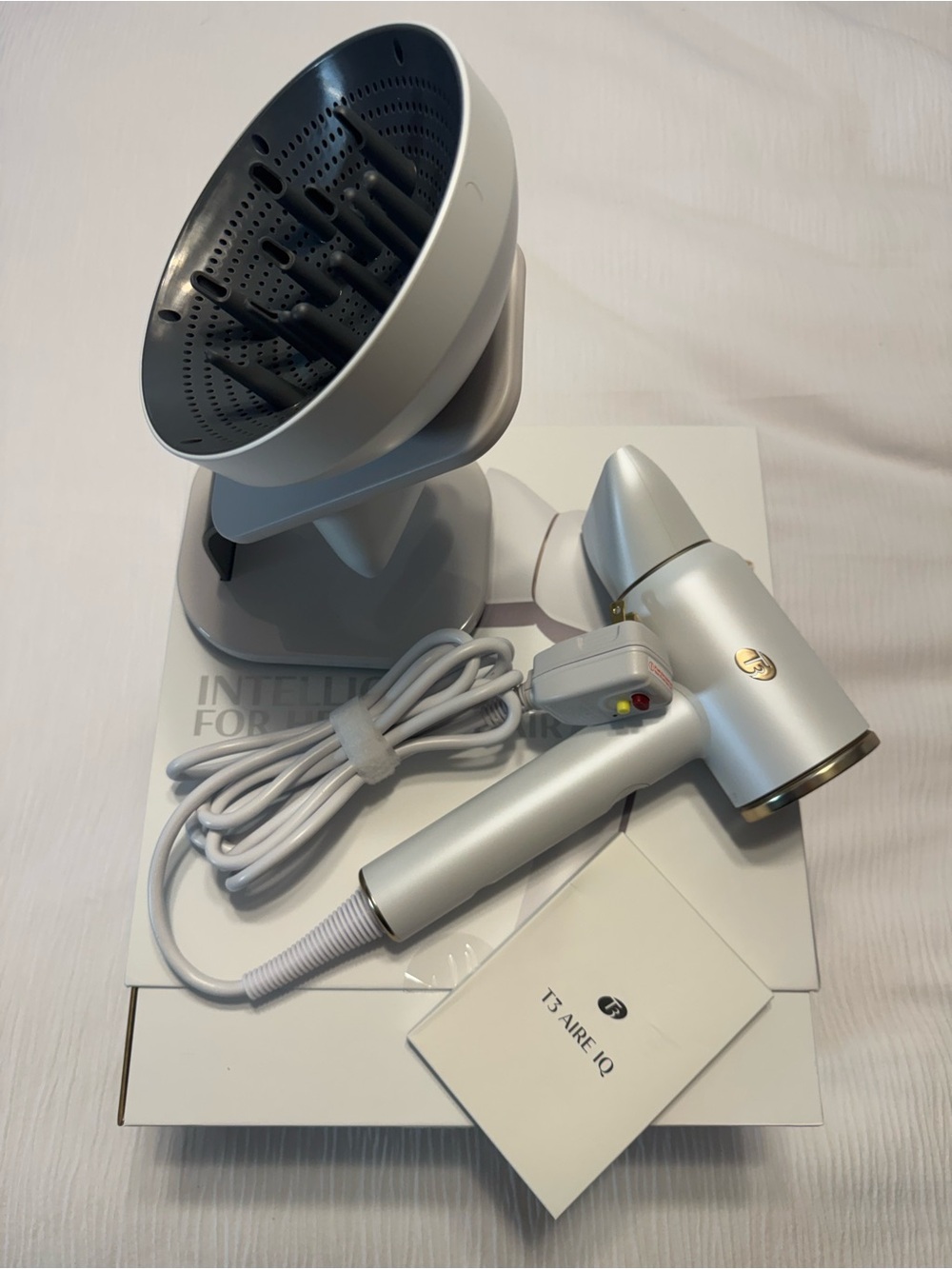T3 Silver and Black Hair Dryer with Diffuser